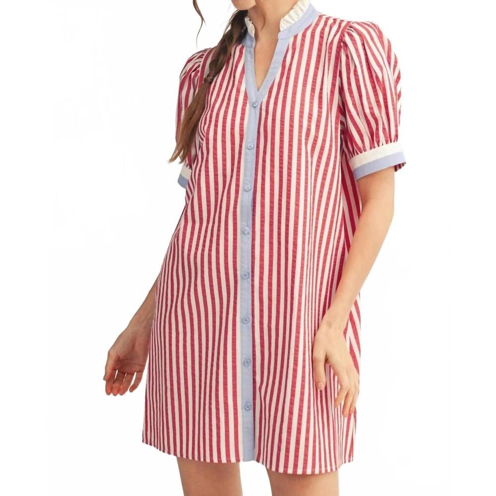 NEW JODIFL little miss usa button up dress in red - Picture 3 of 4